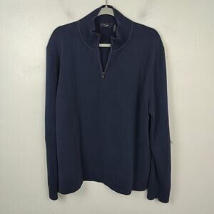 Theory Walton 1/4 Zip Sweater Mens XL‎ Navy Blue Cotton Stretch Preppy Designer